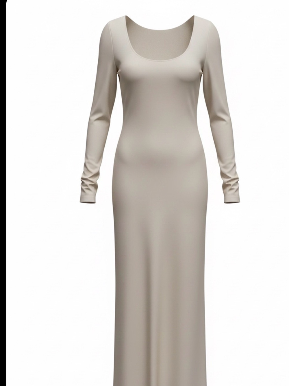 Badgley Mischka Cream Long-Sleeve Maxi Dress